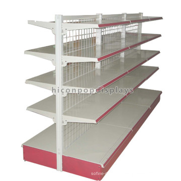 Double Sided Grocery Store Fitting Freestanding Custom Size Metal Supermarket Gondola Shelving